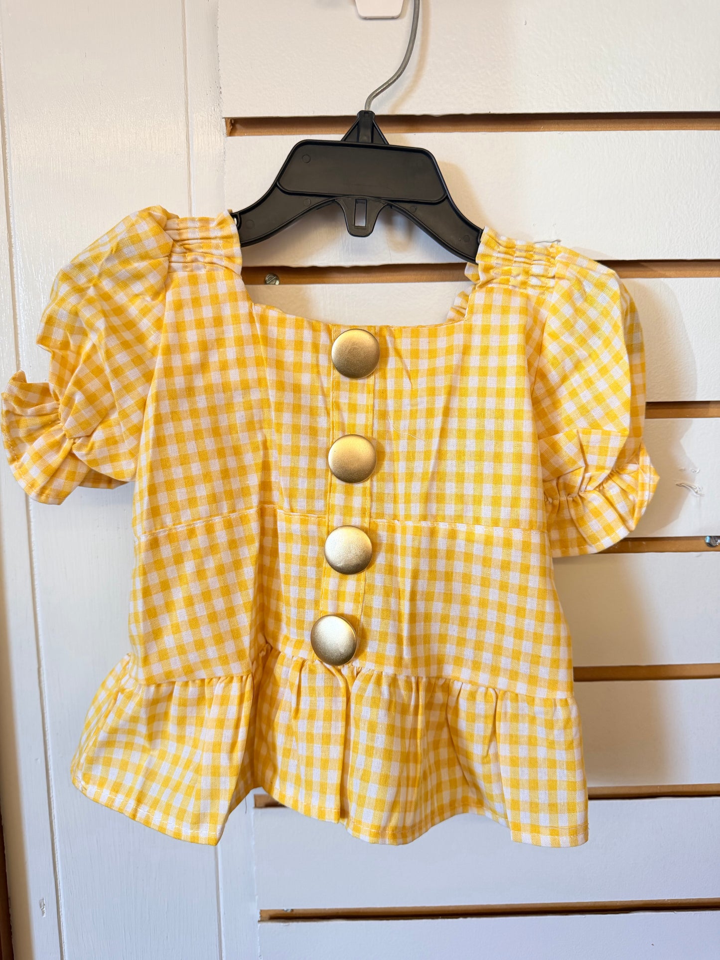 Girls Yellow Gingham Top