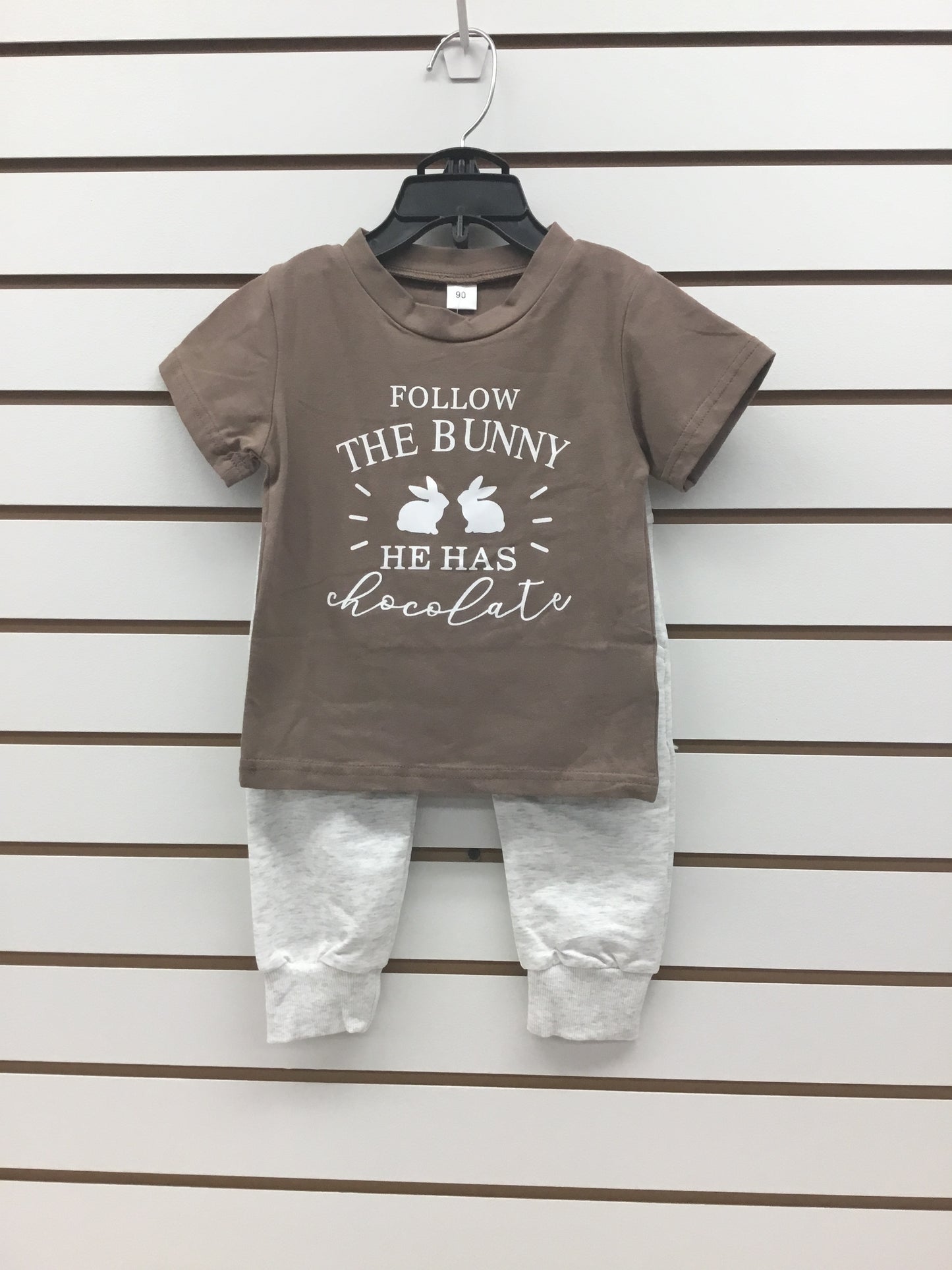 Follow The Bunny He Has Chocolate 2 piece outfit