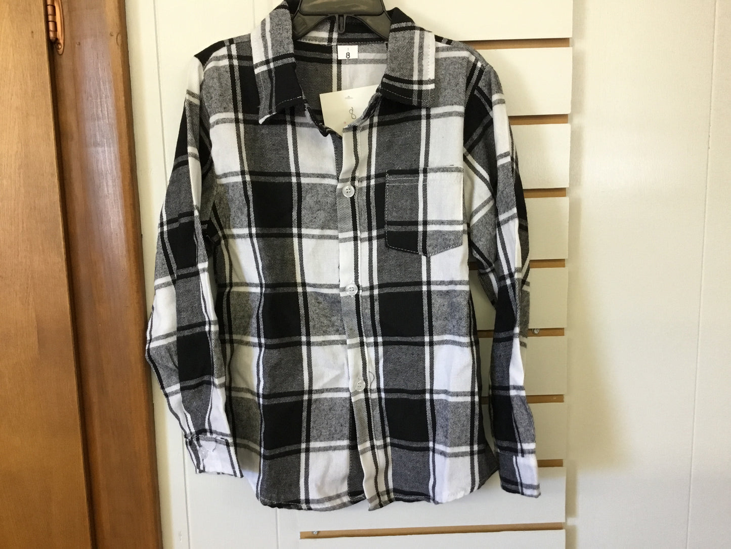 Boys Black and White Check Shirt