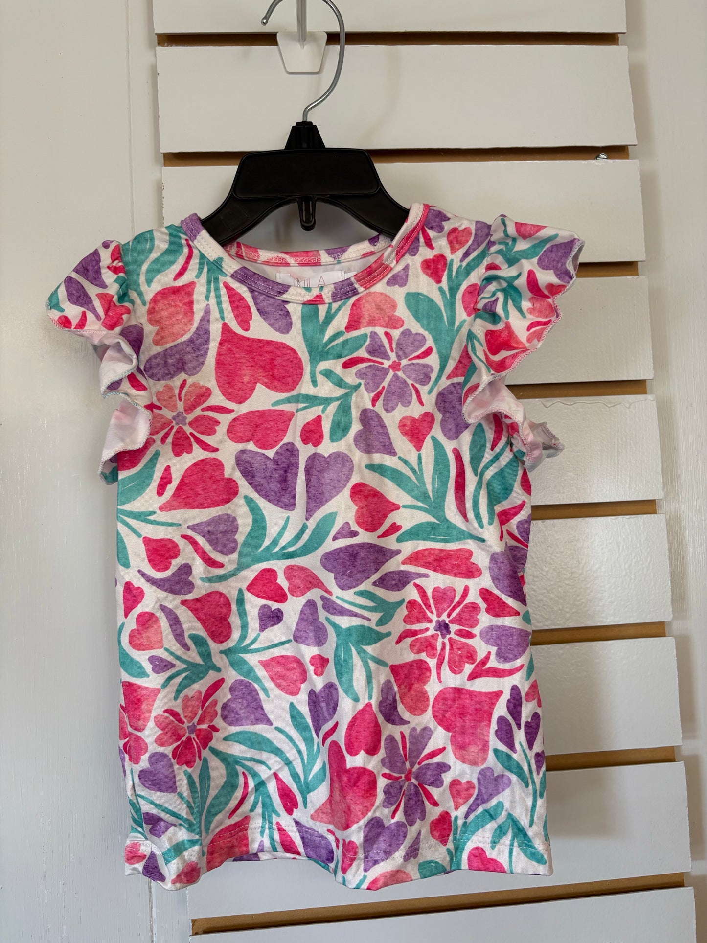 Watercolor Hearts Ruffle Tee