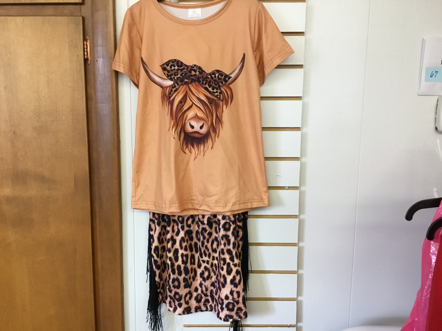 Cow Top and Fringe Cow print Skirt￼