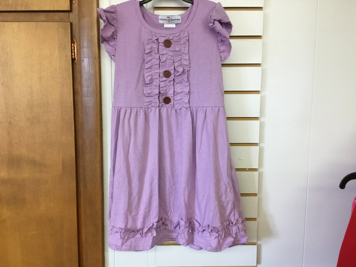 Purple Blush Dainty Button Ruffle Dress