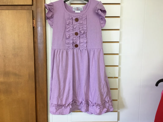Purple Blush Dainty Button Ruffle Dress