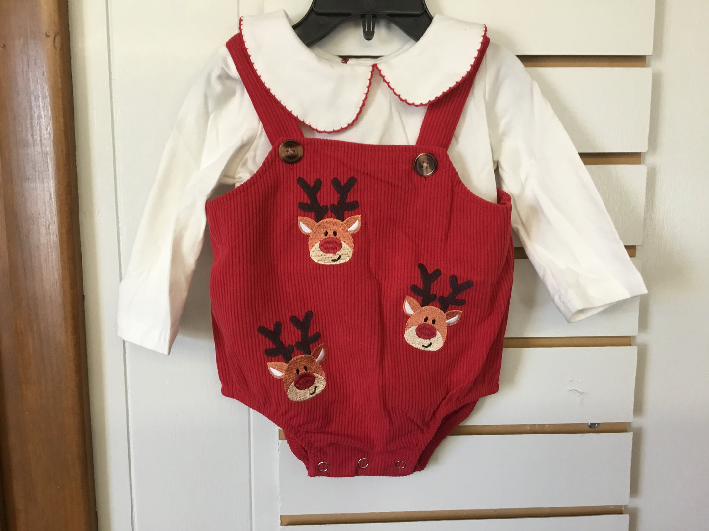 Red Nose Reindeer Corduroy dress with long sleeve undershirt