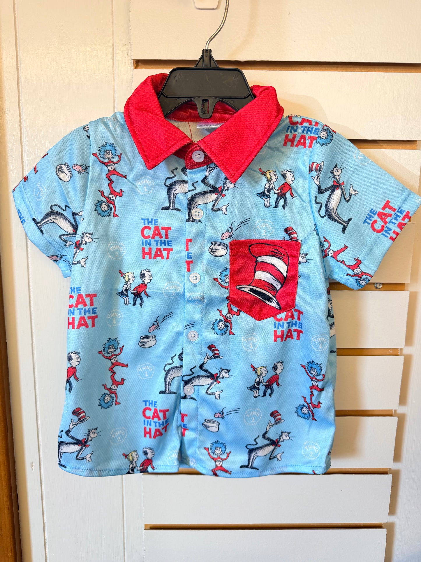Boys Cat in the Hat Button Up