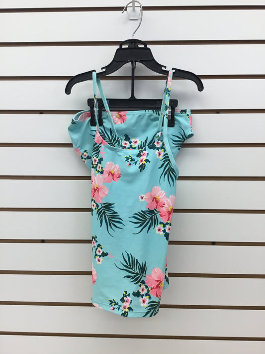 2 piece blue flower swimsuit