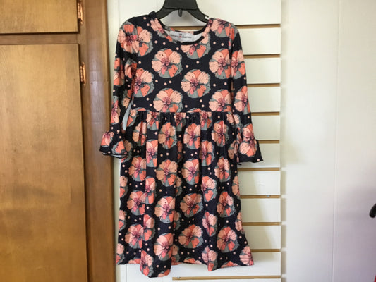 Black Flower Print Twirl Dress