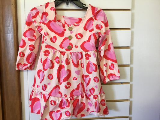 Pink Heart Ruffle Valentine Dress