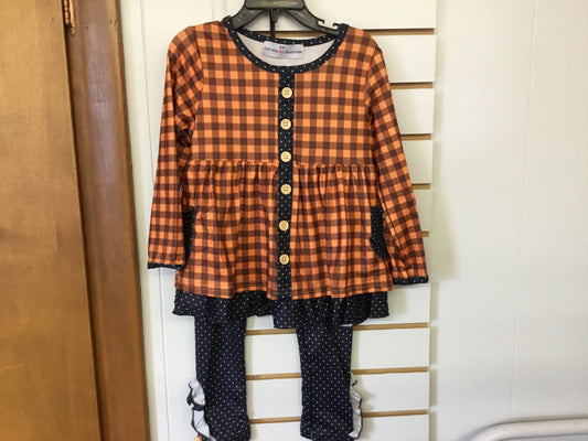 Navy & Rust Gingham Check Button Pocket Pant Set