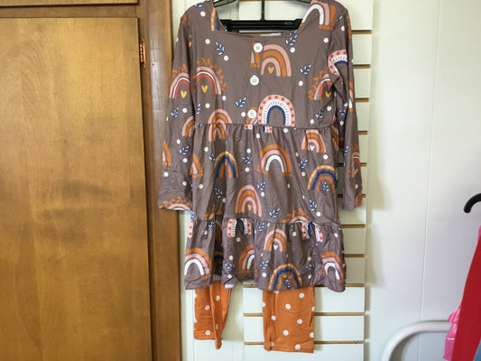 rust Rainbow Polka Dot 2 Piece Tiered Button Set