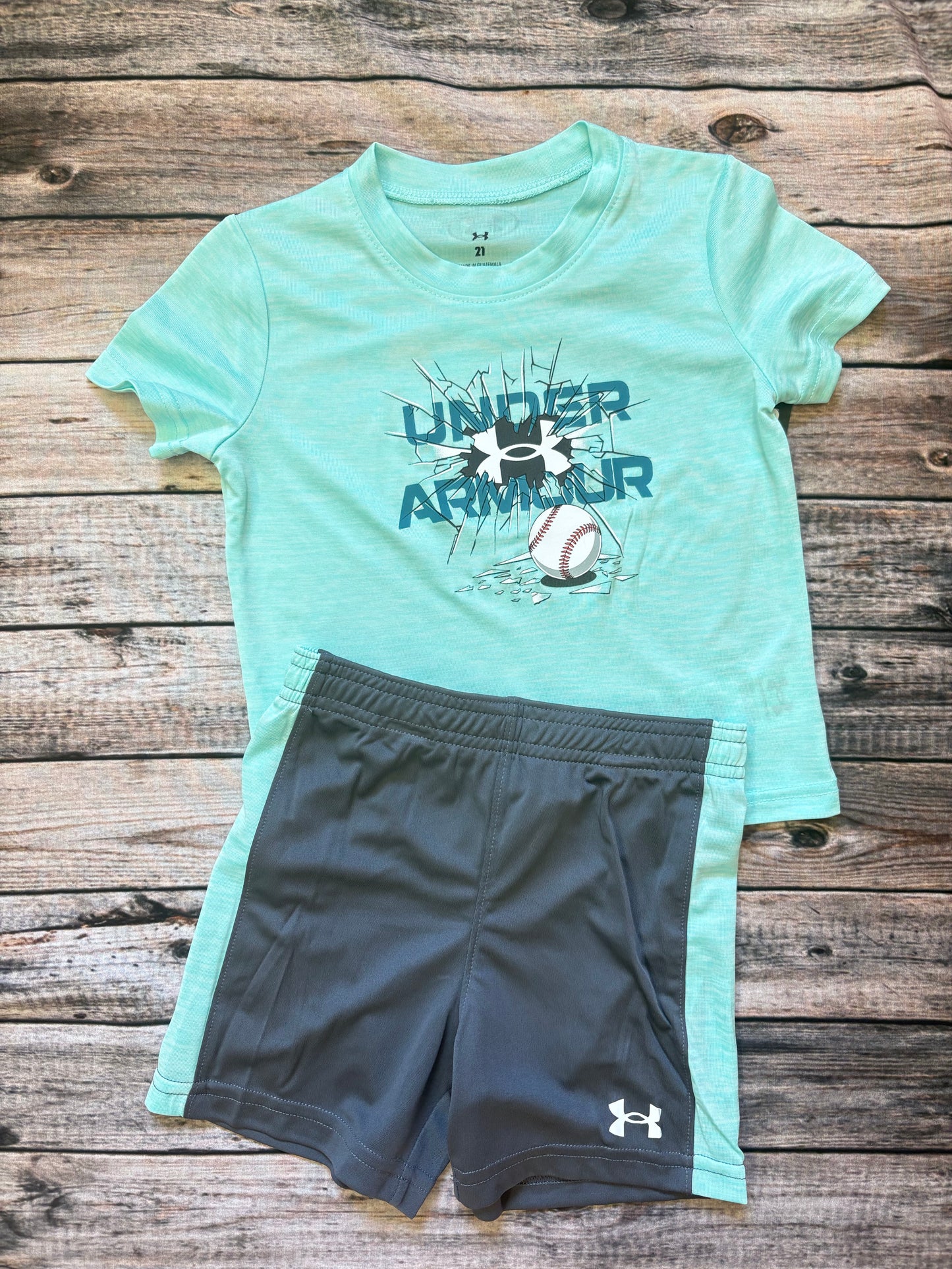 Under Armour Boys Grey/Turquoise Baseball Outfit