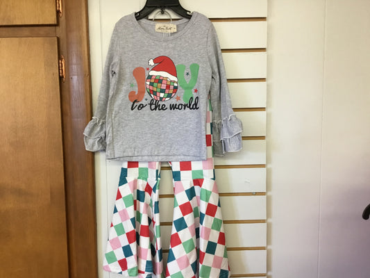 Joy to the World & Checked Leggings Set