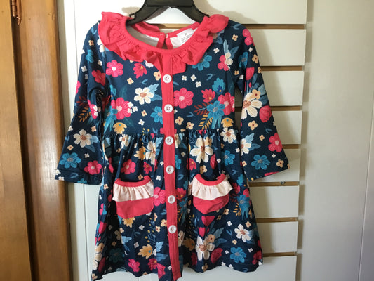 Navy Blue multi-color flower dress