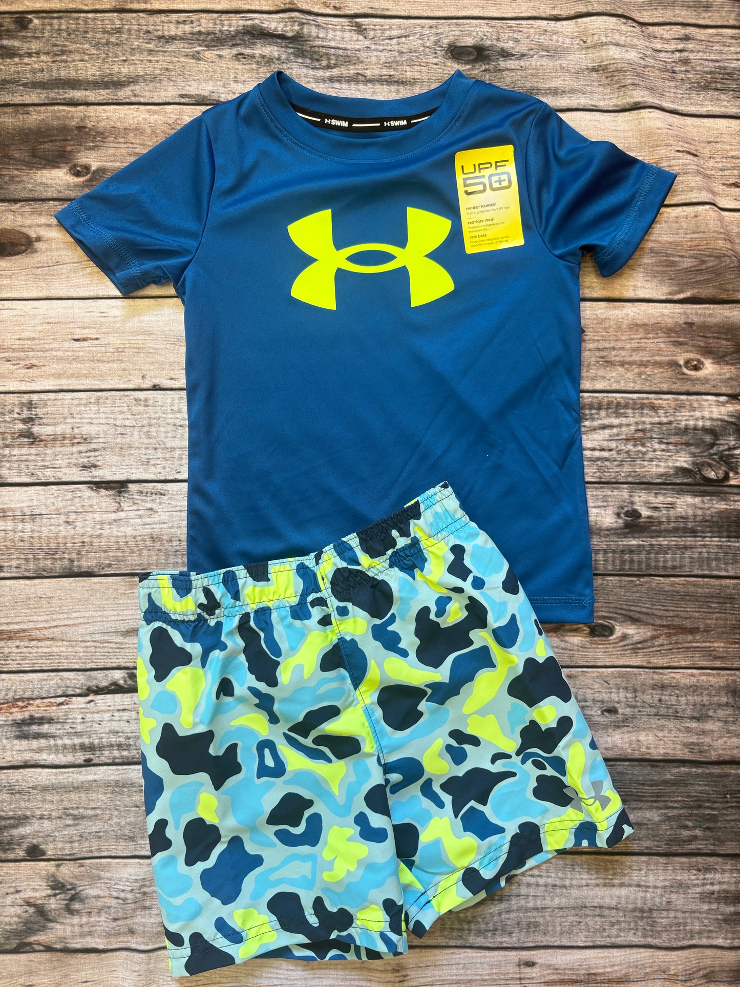 Under Armour Boys Navy Camo Swim Outfit
